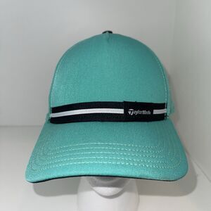 TaylorMade Golf Hat Adult Mens Emerald Green Black Ribbon Stripe Adjustable